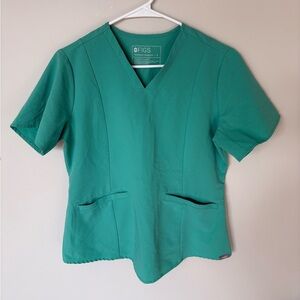 FIGS Double Pocket Scrub Top Size Small Seafoam Green